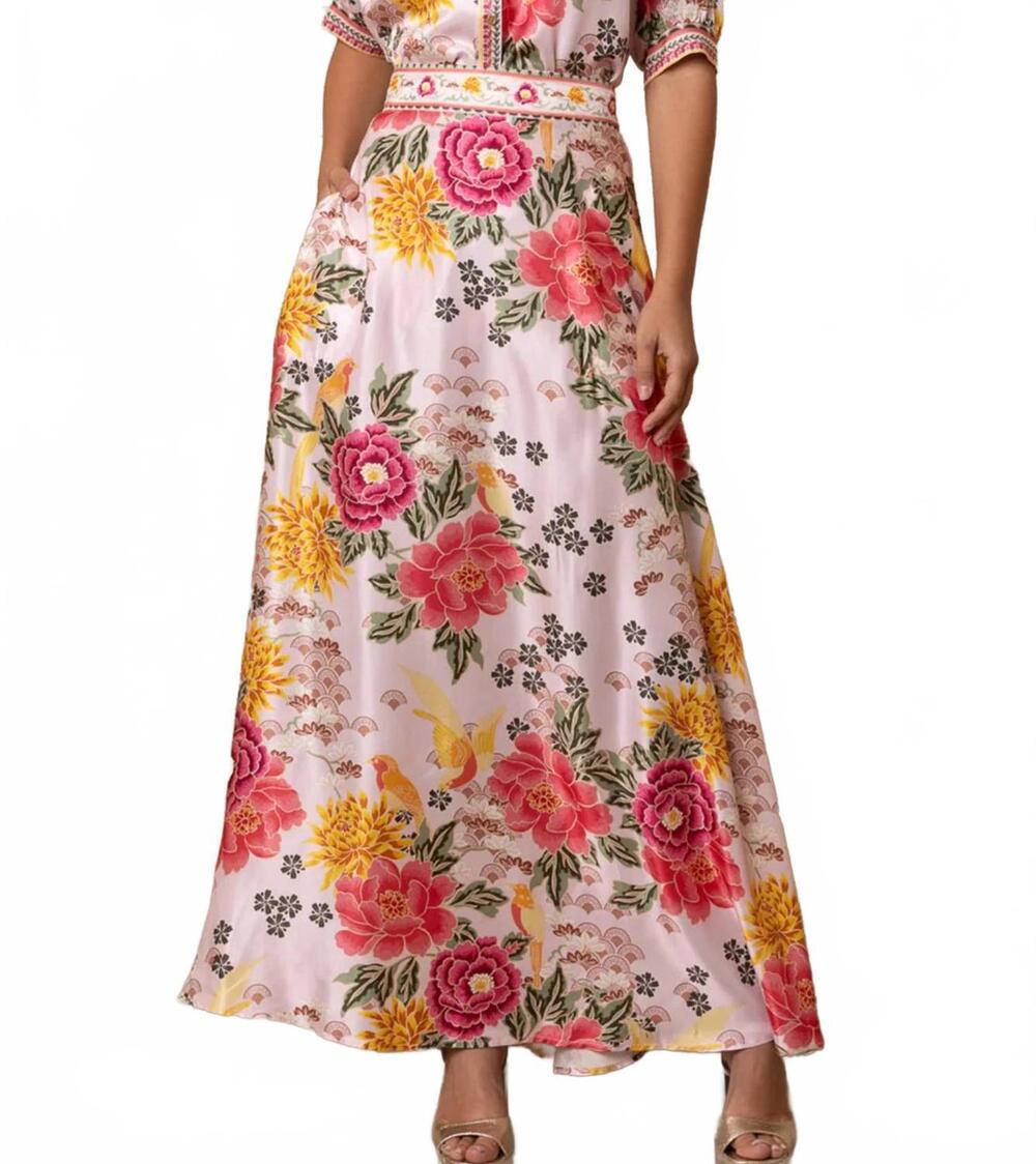 NEW HALE BOB nella charmeuse maxi skirt in pink